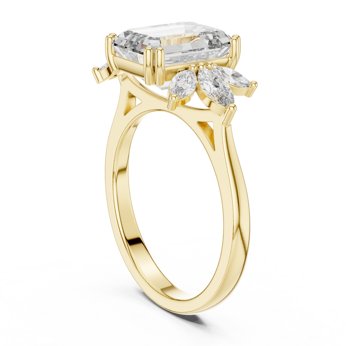 14K Solid Gold Lab Diamond Cluster Ring, Yellow Gold, view 1