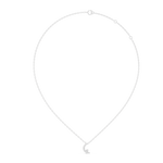 14K Solid Gold Lab Diamond Moon Pendant Necklace, White Gold, view 1
