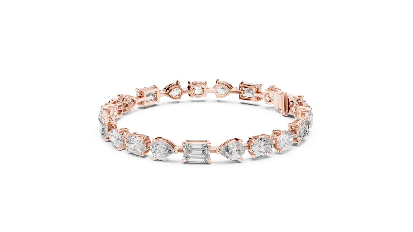 14K Solid Gold Lab Diamond Bracelet, Rose Gold, view 1