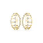 14K Solid Gold Lab Diamond Hoop Earrings, Yellow Gold