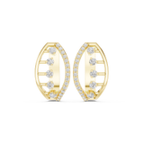 14K Solid Gold Lab Diamond Hoop Earrings, Yellow Gold