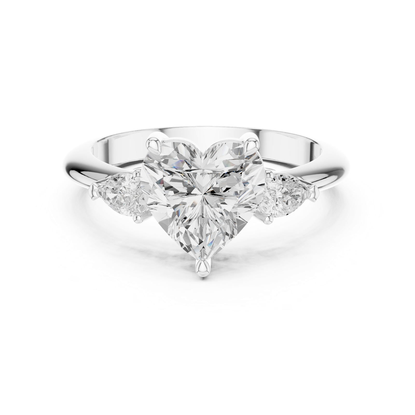 Gold Jewelry L35-66, Heart center stone, White Gold, view 4