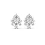 14K Solid Gold Lab Diamond Cluster Earrings, White Gold