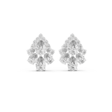 14K Solid Gold Lab Diamond Cluster Earrings, White Gold