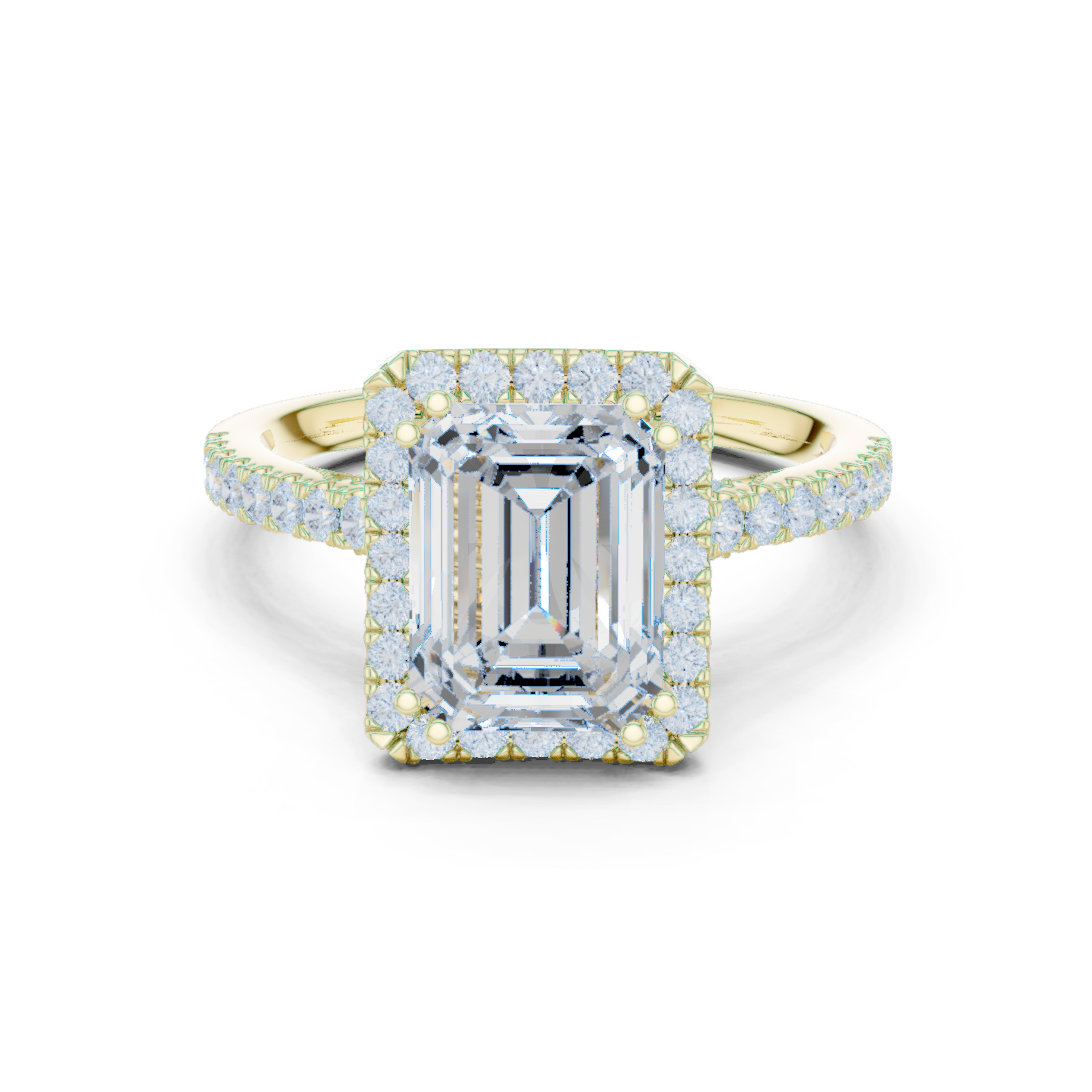 Gold Ring DDLR-255, Emerald center stone, Yellow Gold