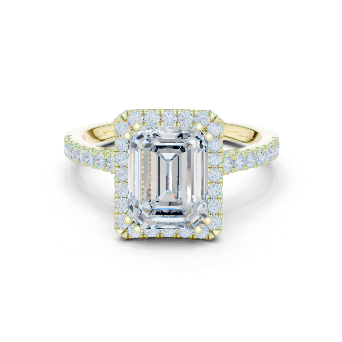 Gold Ring, Emerald center stone, Yellow Gold