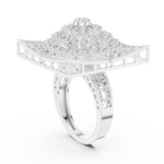 14K Solid Gold Lab Diamond Signet Ring, White Gold, view 1