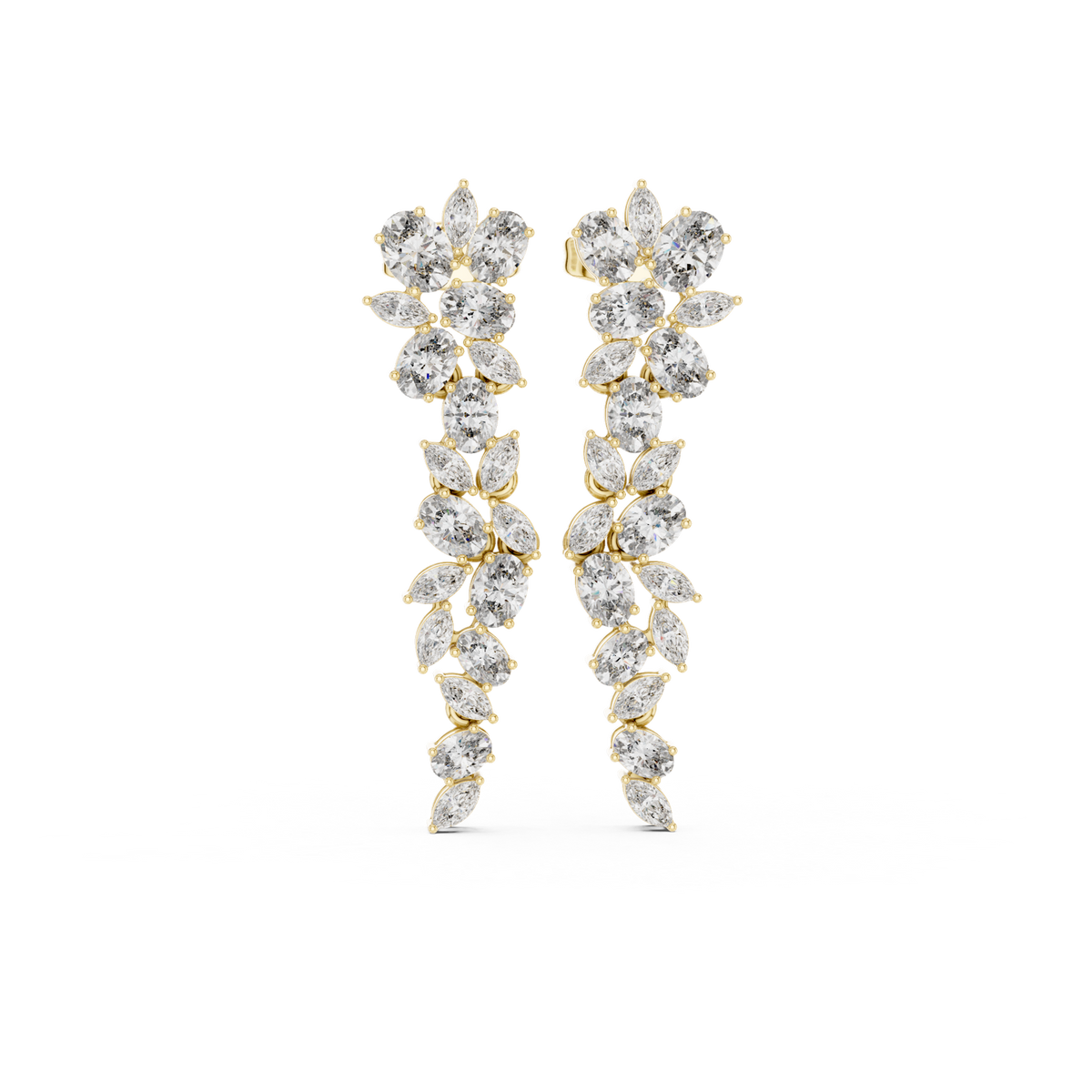 14K Solid Gold Lab Diamond Drop Earrings, Yellow Gold