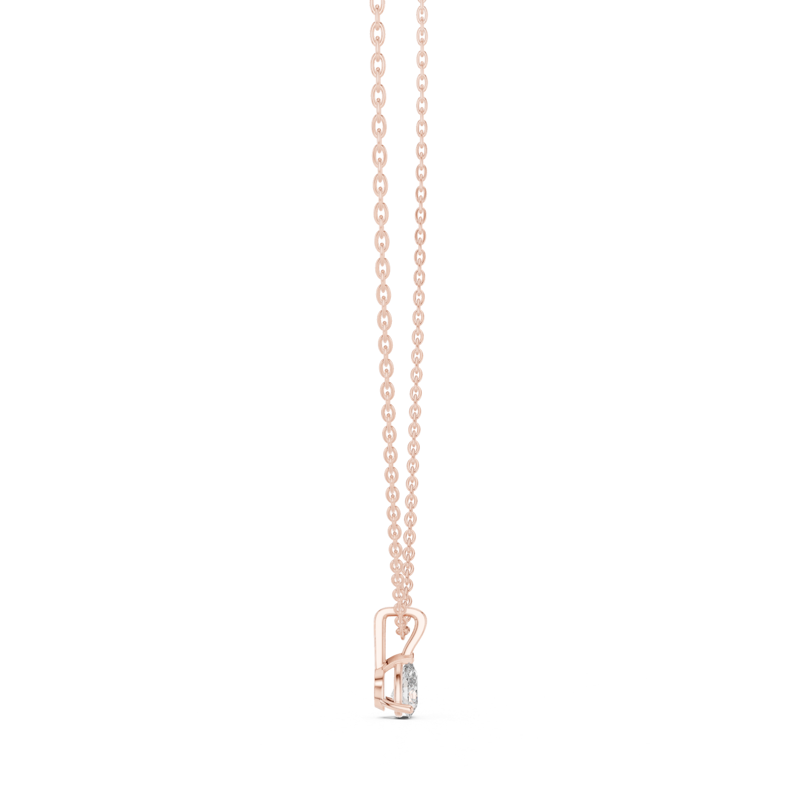 14K Solid Gold Lab Diamond Solitaire Pendant Necklace, Rose Gold, view 3