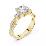 Gold Ring DDLR-281, Round center stone, Yellow Gold, view 2