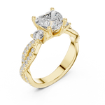 Gold Ring, Heart center stone, Yellow Gold, view 2
