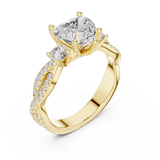 Gold Ring, Heart center stone, Yellow Gold, view 2