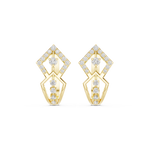 14K Solid Gold Lab Diamond Cluster Earrings, Yellow Gold