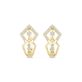 14K Solid Gold Lab Diamond Cluster Earrings, Yellow Gold