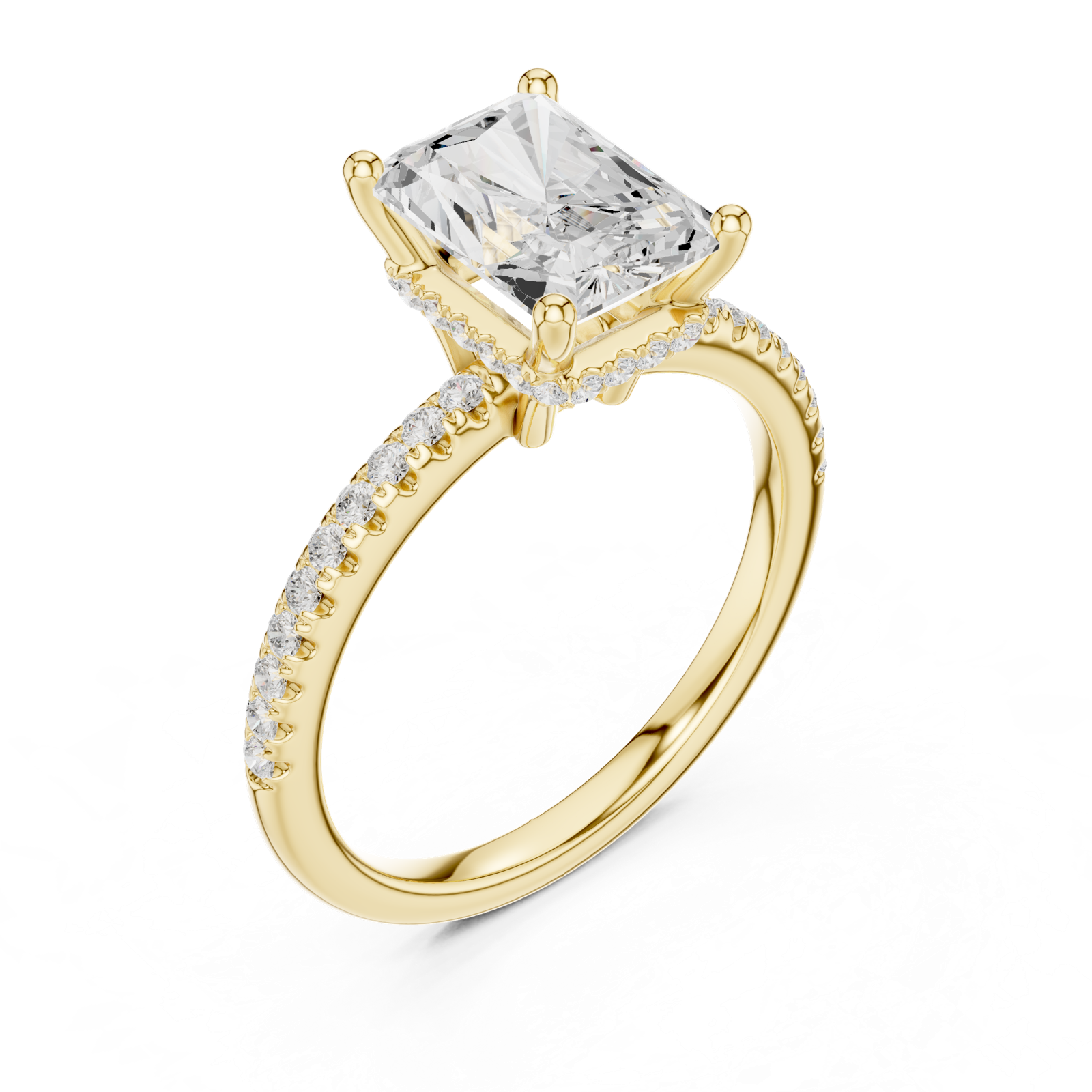 Gold Ring DDLR-177, Radiant center stone, Yellow Gold, view 2