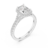 Gold Ring DDLR-043, Radiant center stone, White Gold, view 2