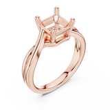 Gold Twisted Band Solitaire Engagement Ring, Asscher center stone, Rose Gold, view 2