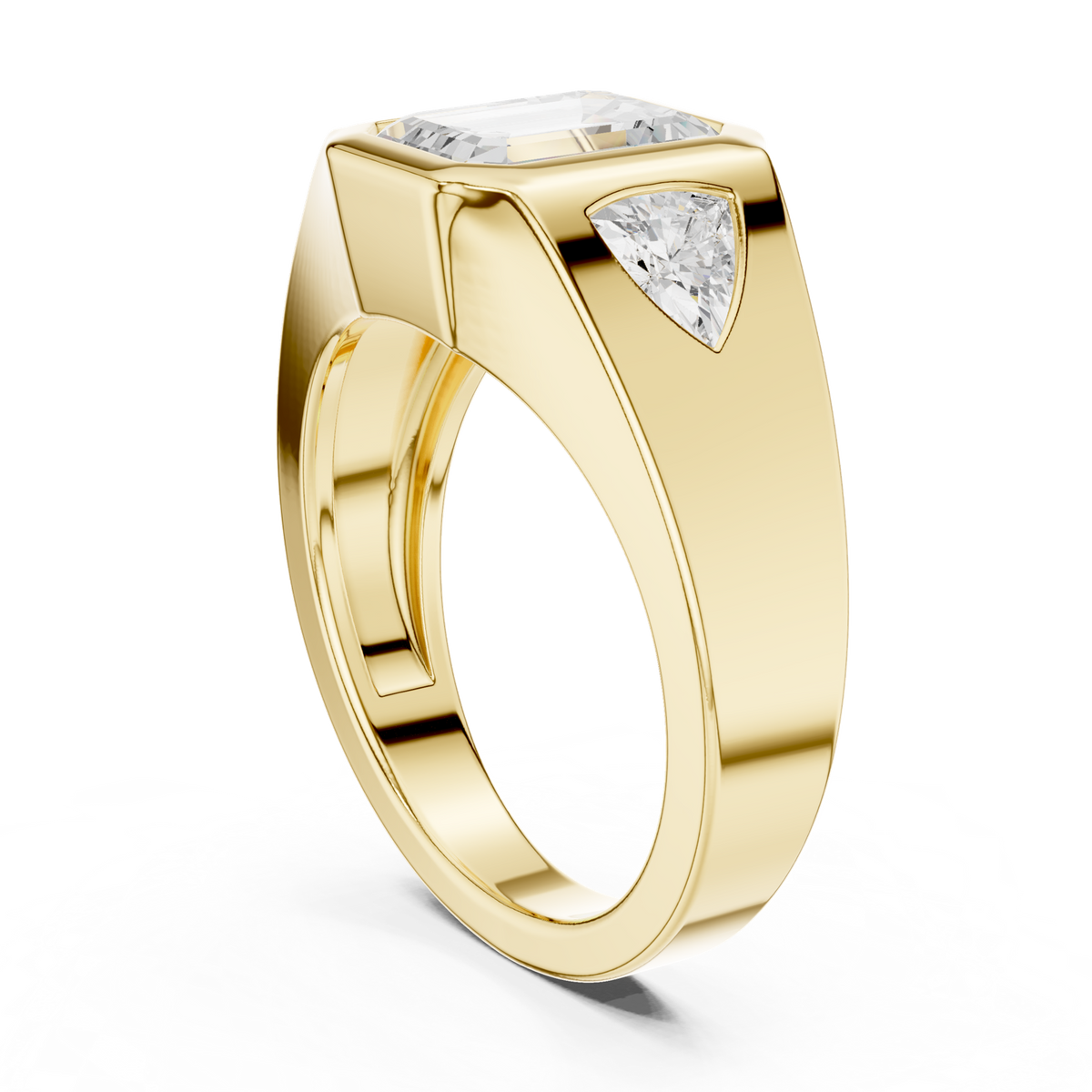 14K Solid Gold Lab Diamond Signet Ring, Yellow Gold, view 1