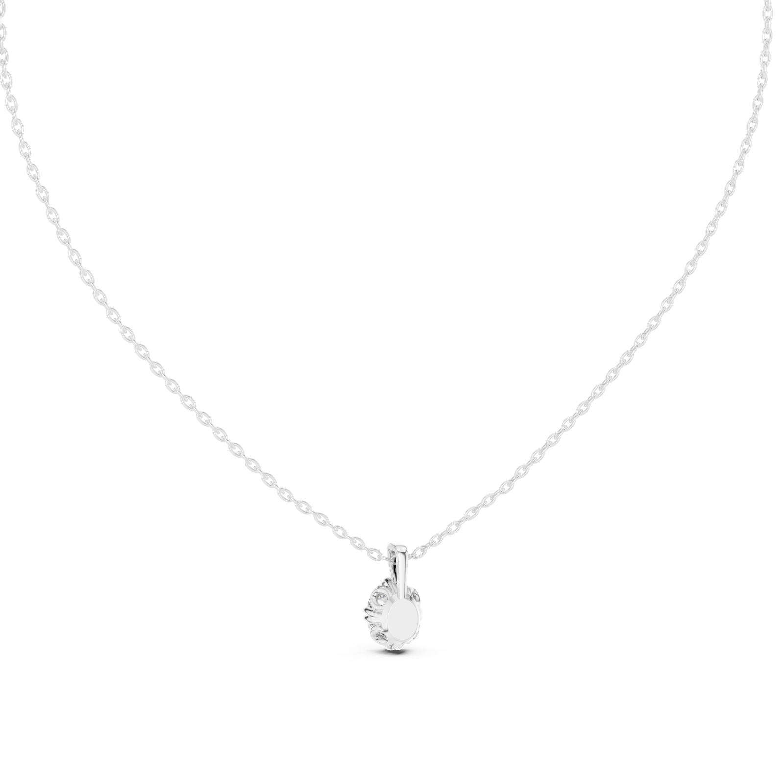 14K Solid Gold Lab Diamond Solitaire Pendant Necklace, White Gold, view 4