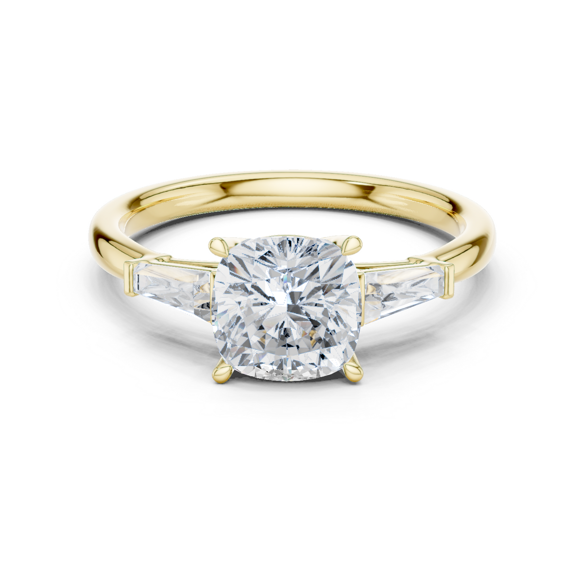Gold Ring, Cushion center stone, Yellow Gold