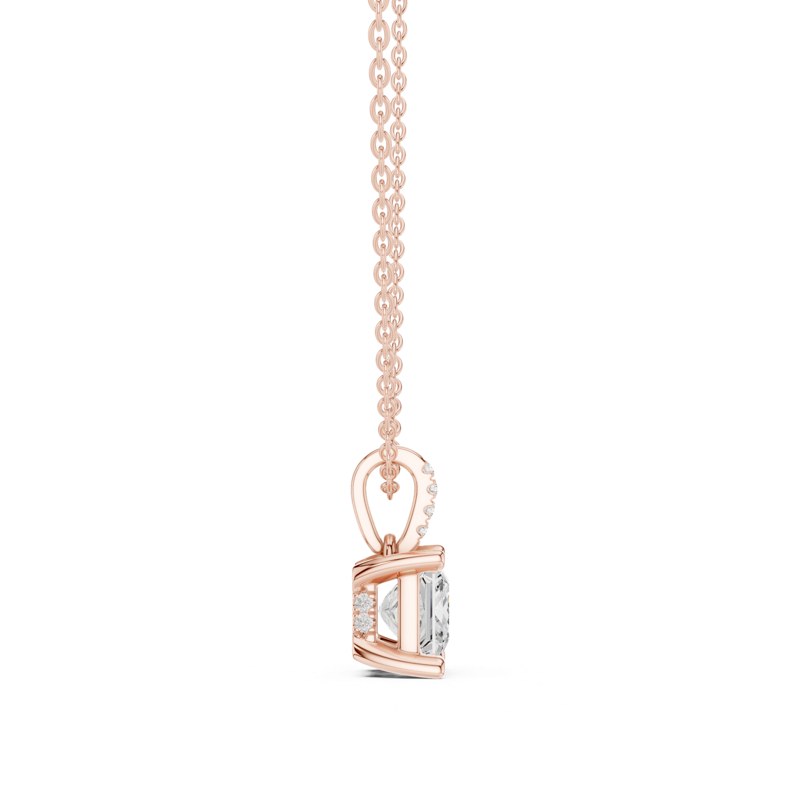 Gold Jewelry DDPO-009, Princess center stone, Rose Gold, view 3