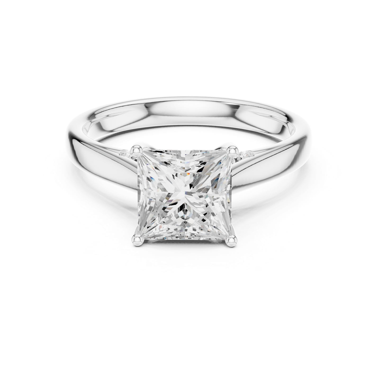 Gold Jewelry L36-18, Princess center stone, White Gold, view 4