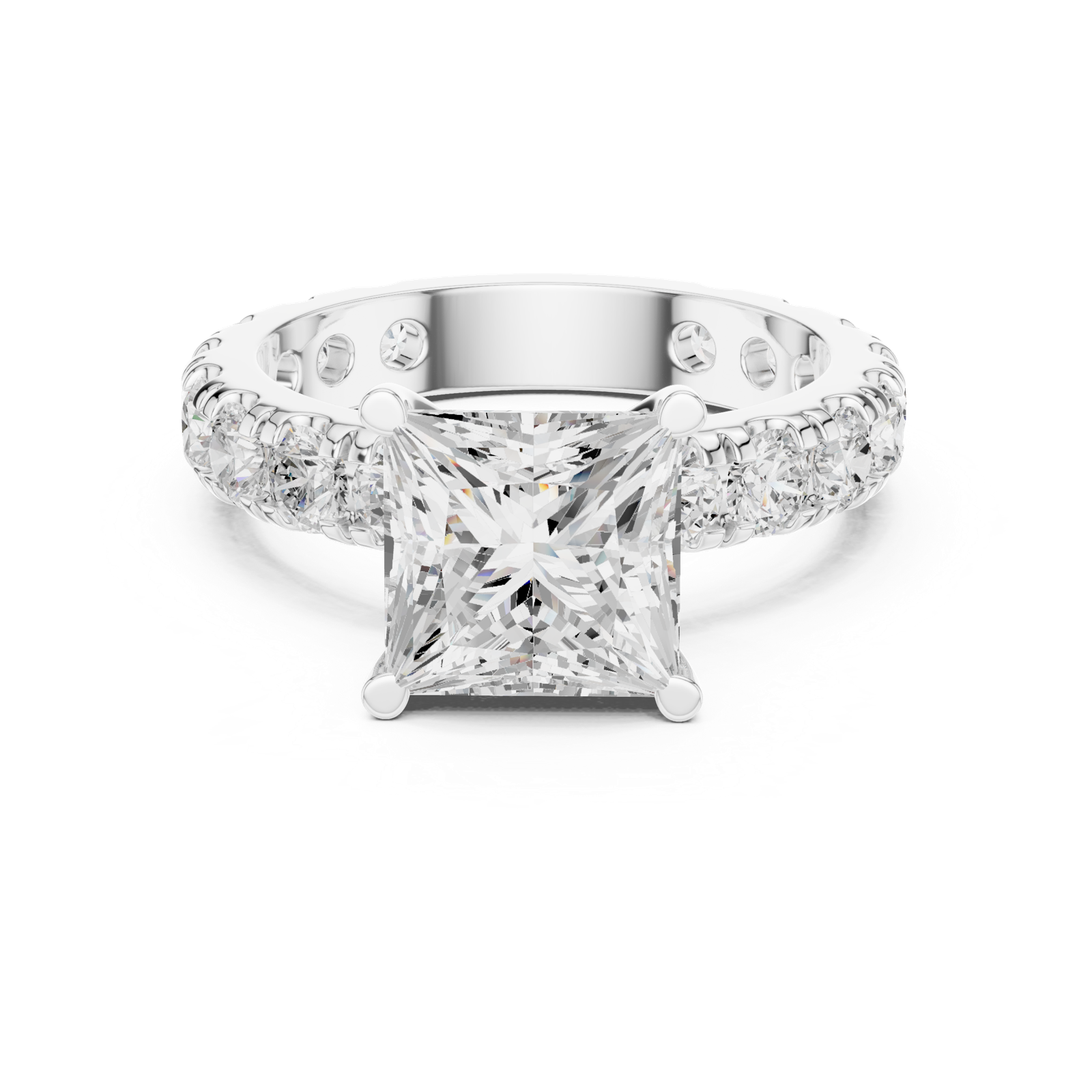Gold Jewelry L35-63, Princess center stone, White Gold, view 4