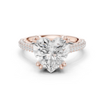 Gold Ring DDLR-260, Heart center stone, Rose Gold