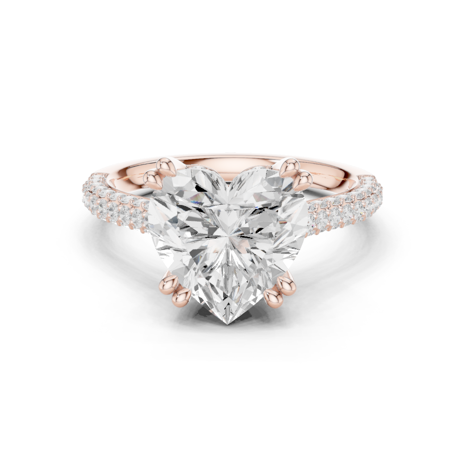 Gold Ring DDLR-260, Heart center stone, Rose Gold