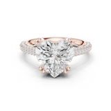 Gold Ring DDLR-260, Heart center stone, Rose Gold