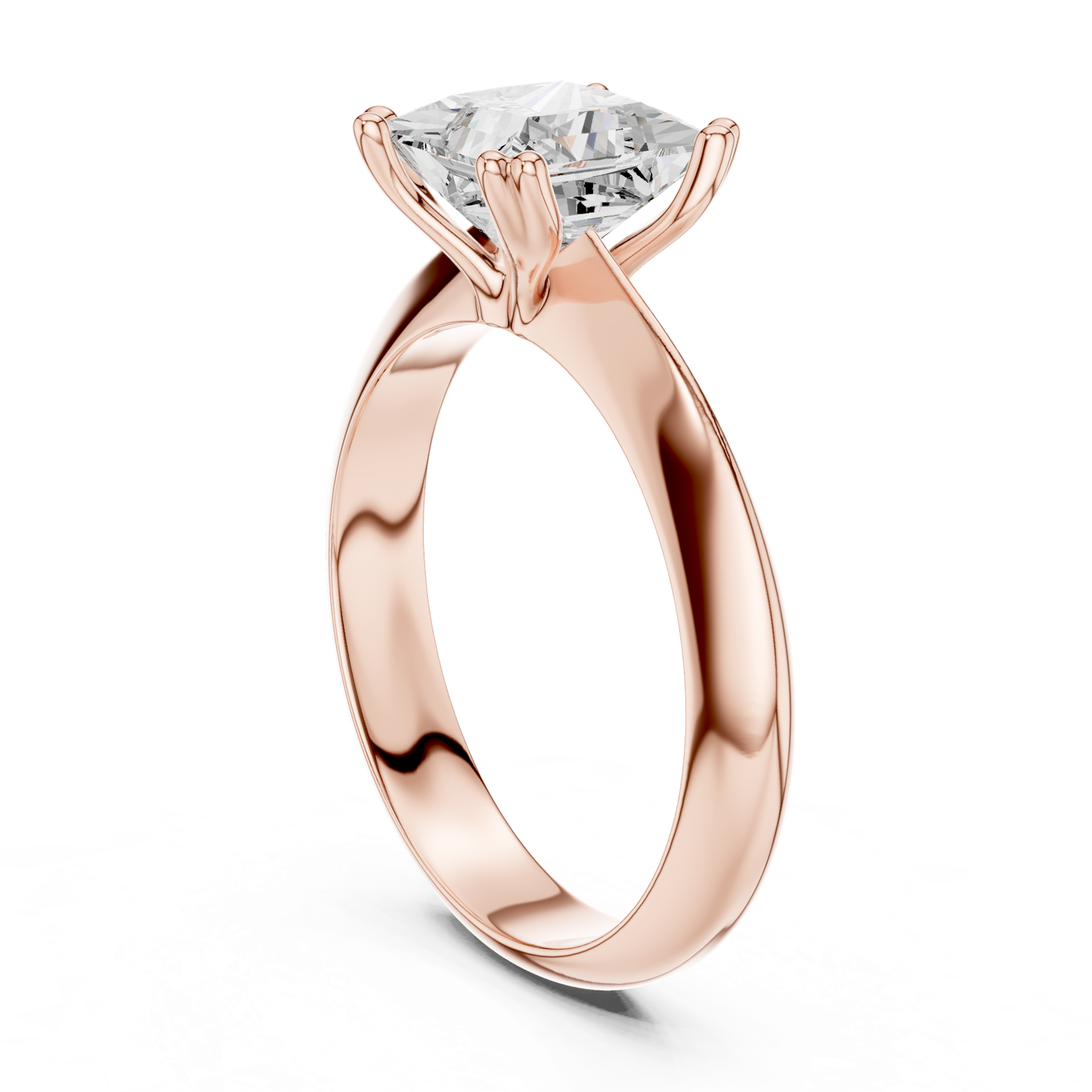 Gold Jewelry L36-8, Princess center stone, Rose Gold, view 1
