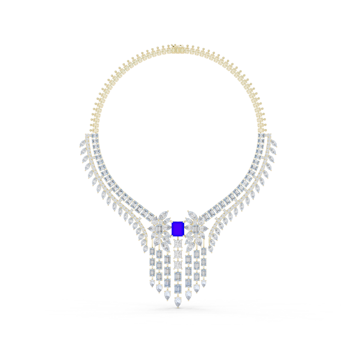 14K Solid Gold Lab Diamond Pendant Necklace, Yellow Gold