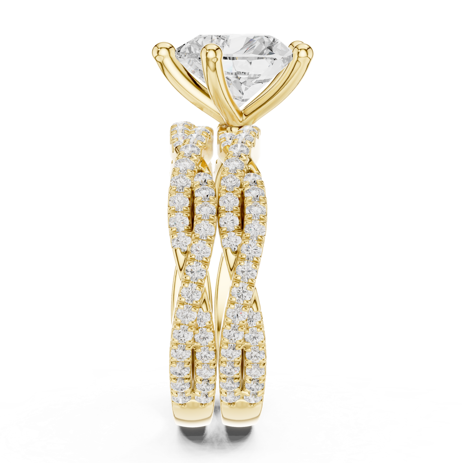 Gold Ring, Heart center stone, Yellow Gold, view 3