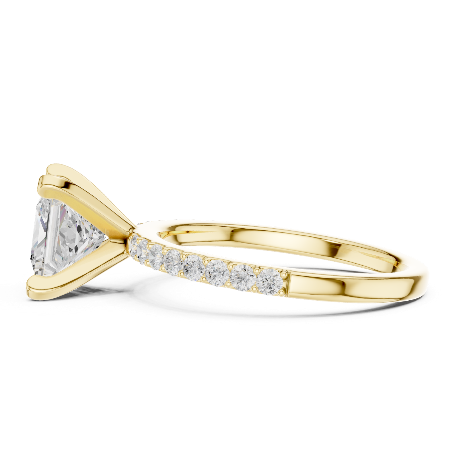 Gold Ring DDLR-040, Princess center stone, Yellow Gold, view 3