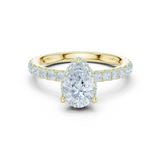 Gold Ring DDLR-165, Pear center stone, Yellow Gold
