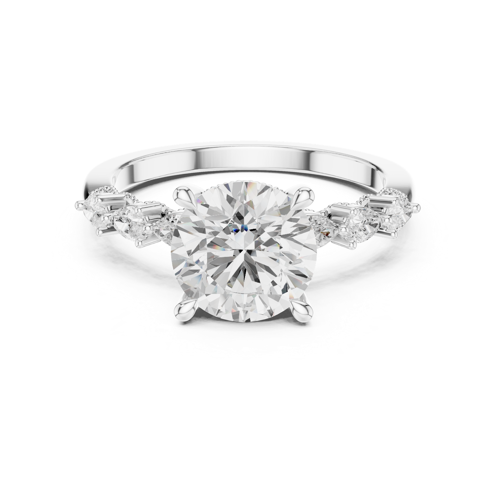 Gold Ring DDLR-1008, White Gold, view 4