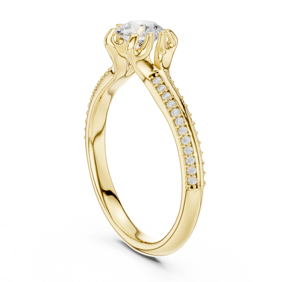 14K Solid Gold Lab Diamond Solitaire Ring, Yellow Gold, view 1