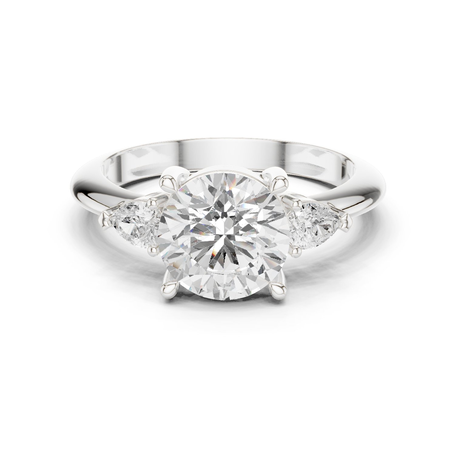 Gold Jewelry L35-66, Round center stone, White Gold