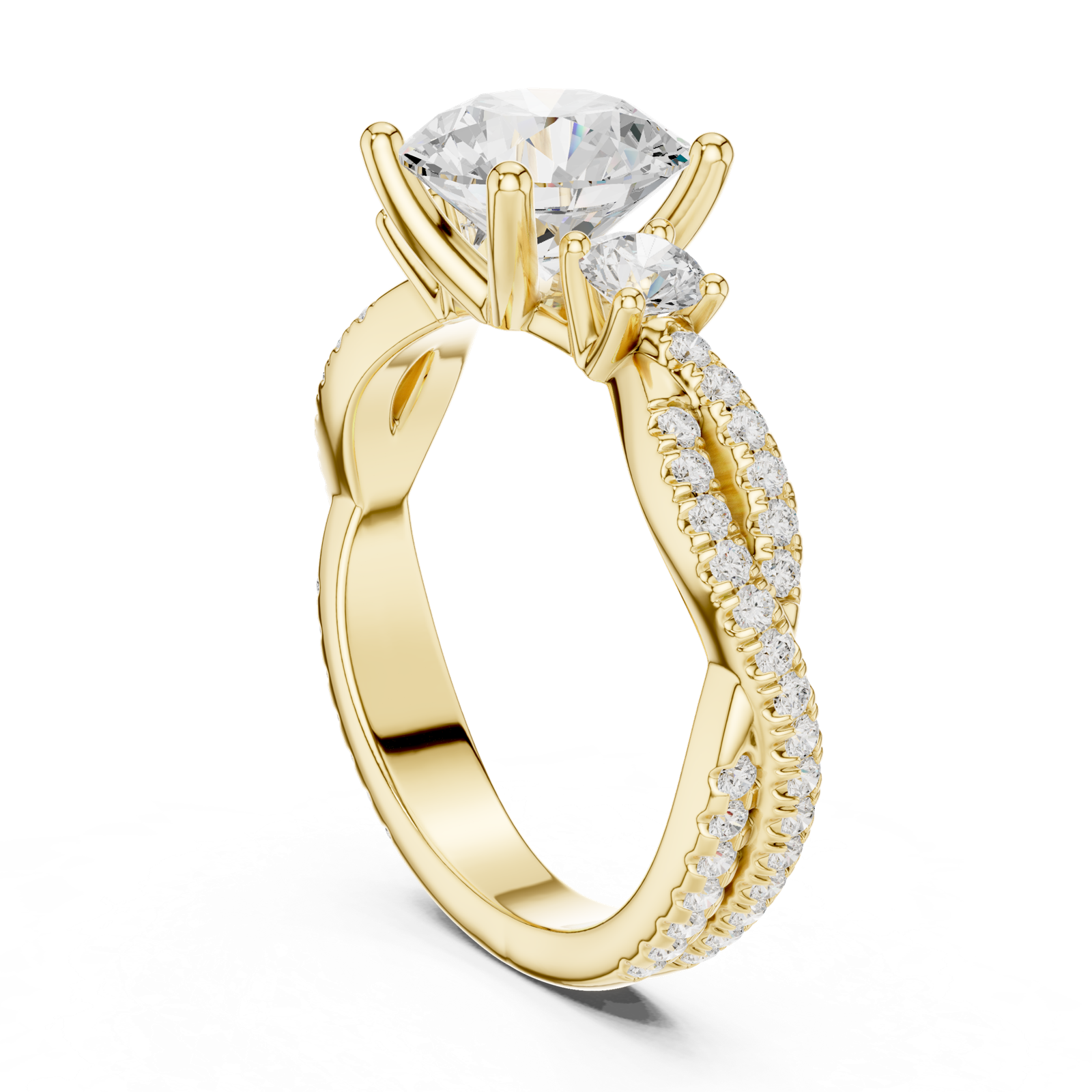 Gold Ring DDLR-281, Round center stone, Yellow Gold, view 1