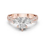 Gold Ring, Heart center stone, Rose Gold