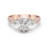 Gold Ring, Heart center stone, Rose Gold