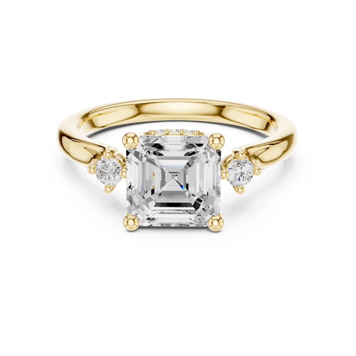 14K Solid Gold Lab Diamond Solitaire Ring, Yellow Gold