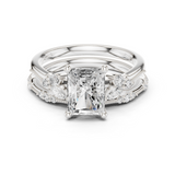 Gold Ring DDLR-299, Radiant center stone, White Gold