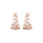 14K Solid Gold Lab Diamond Cluster Earrings, Rose Gold