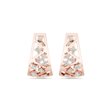 14K Solid Gold Lab Diamond Cluster Earrings, Rose Gold