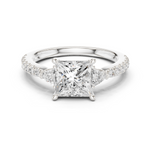 Gold Ring DDLR-037, Princess center stone, White Gold