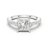 Gold Ring DDLR-037, Princess center stone, White Gold
