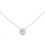 14K Solid Gold Lab Diamond Solitaire Pendant Necklace, Rose Gold