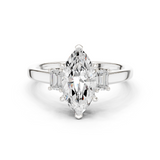 Gold Ring DDLR-038, Marquise center stone, White Gold