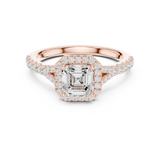 Gold Ring DDLR-043, Asscher center stone, Rose Gold, view 4